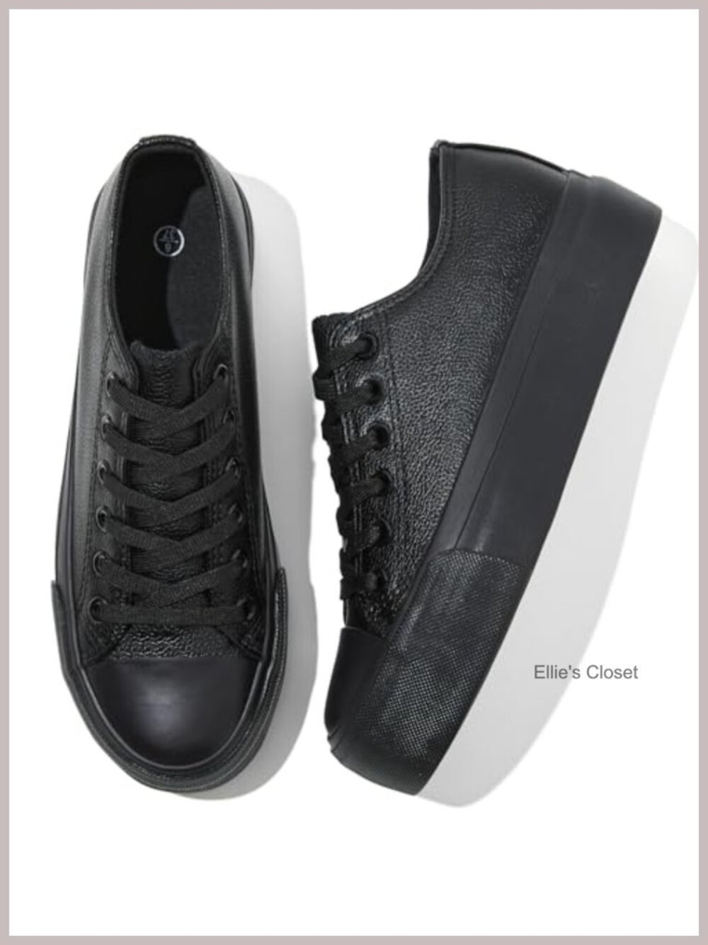 Women's Platform Sneakers PU Leather Lace-Up Shoes